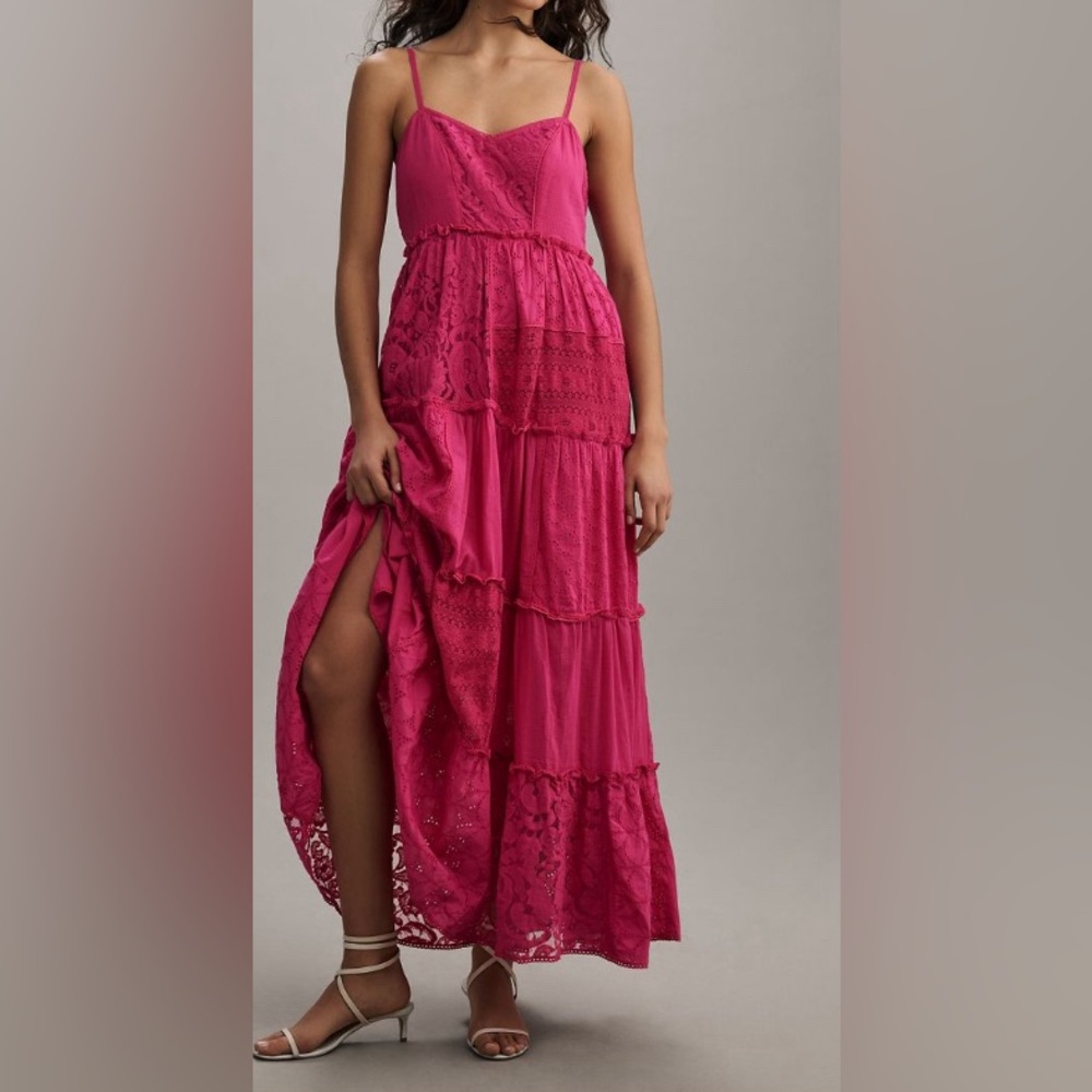 Anthropologie Lace patch work mid dress